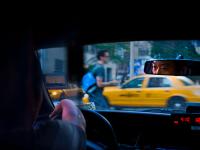 Taxi Driver in the Mirror : Park Av South at 18th Heading North : NYC