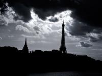 Dark Clouds Over Paris and the Eiffel Tower : Paris : France