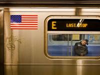 Last Stop Please Exit the Train : Sleeping man E train WTC : NYC