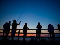 Fishermen In The Fading Light : Chesapeake Bridge Tunnel Fishing Pier : Virginia