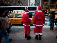 Two Santa's with Taxis : Grand Central : NYC