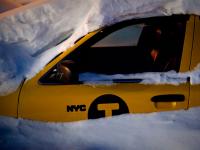 Yellow Cab Snow Drift :  Niagara Falls City : USA