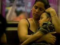 Sleeping Mother and Child : D Train Coney Island to Manhattan Subway : Brooklyn